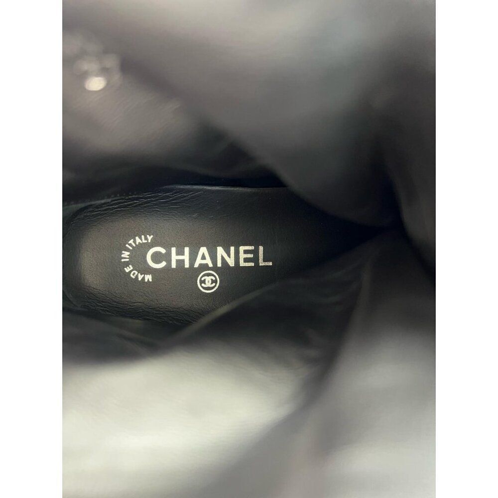 CHANEL Indigo Suede CC Logo Lace-Up Black Cap Toe Sneaker Boots Size EU37 - Picture 9 of 12